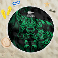New Zealand Lawn Bowls Beach Blanket Green Maori Warrior Tribal Silver Fern LT9 One Size 150cm Green - Polynesian Pride
