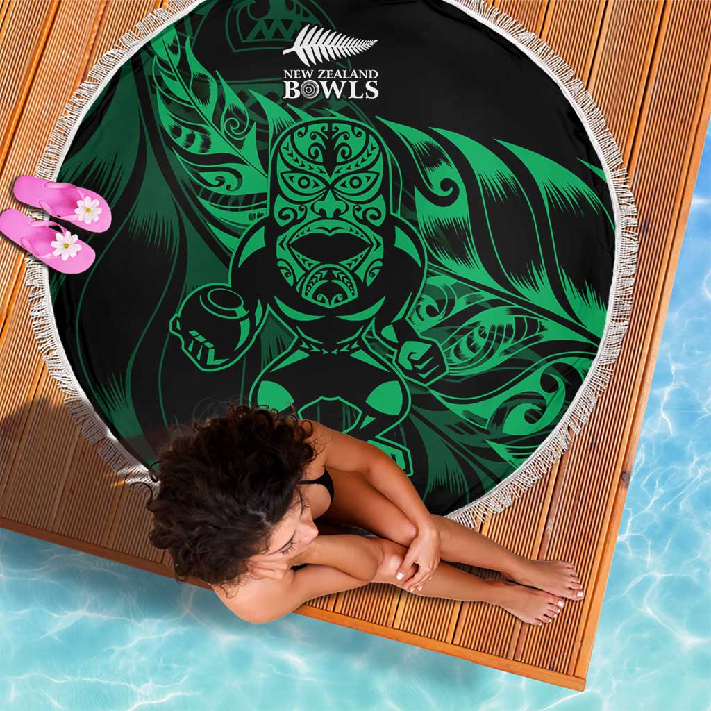 New Zealand Lawn Bowls Beach Blanket Green Maori Warrior Tribal Silver Fern LT9 - Polynesian Pride