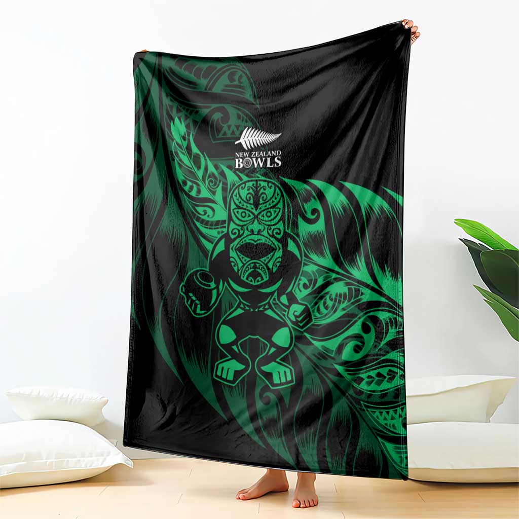 New Zealand Lawn Bowls Blanket Green Maori Warrior Tribal Silver Fern LT9 - Polynesian Pride
