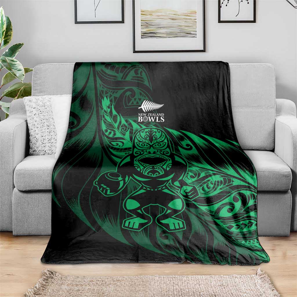 New Zealand Lawn Bowls Blanket Green Maori Warrior Tribal Silver Fern LT9 - Polynesian Pride
