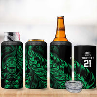 New Zealand Lawn Bowls Custom 4 in 1 Can Cooler Tumbler Green Maori Warrior Tribal Silver Fern LT9 - Polynesian Pride