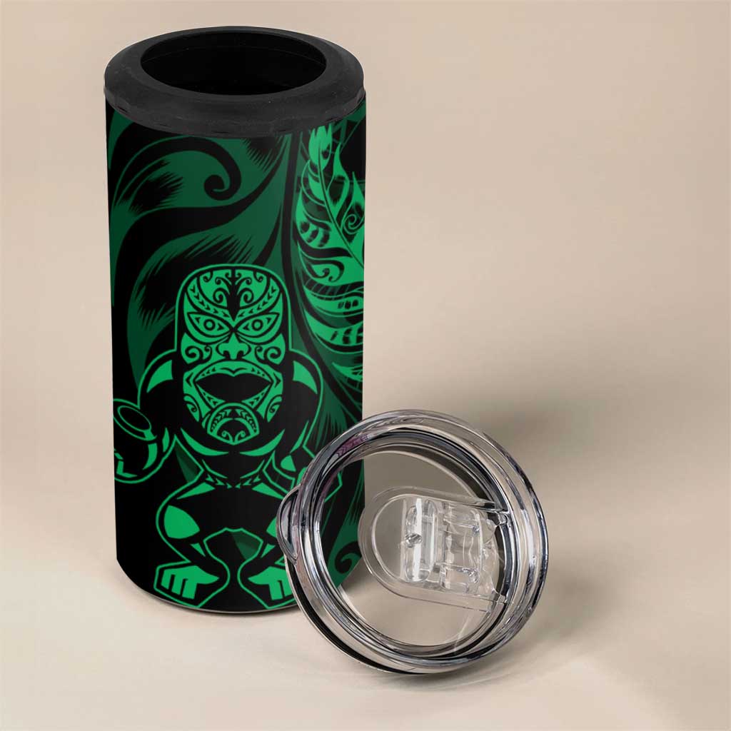New Zealand Lawn Bowls Custom 4 in 1 Can Cooler Tumbler Green Maori Warrior Tribal Silver Fern LT9 - Polynesian Pride