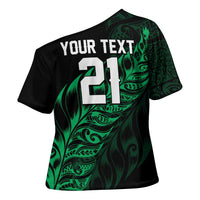 New Zealand Lawn Bowls Custom Cross Shoulder Shirt Green Maori Warrior Tribal Silver Fern LT9 - Polynesian Pride