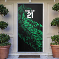 New Zealand Lawn Bowls Custom Door Cover Green Maori Warrior Tribal Silver Fern LT9 Green - Polynesian Pride