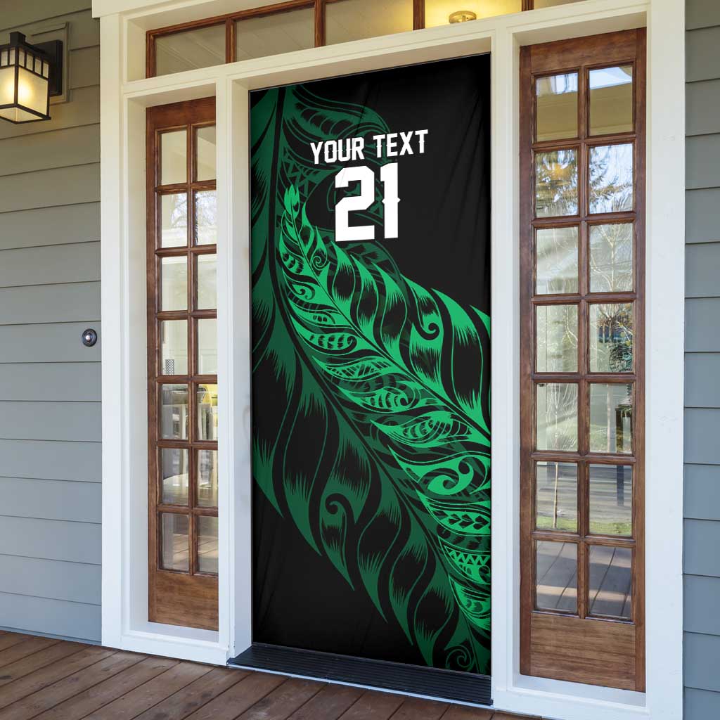 New Zealand Lawn Bowls Custom Door Cover Green Maori Warrior Tribal Silver Fern LT9 - Polynesian Pride