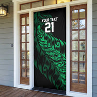 New Zealand Lawn Bowls Custom Door Cover Green Maori Warrior Tribal Silver Fern LT9 - Polynesian Pride
