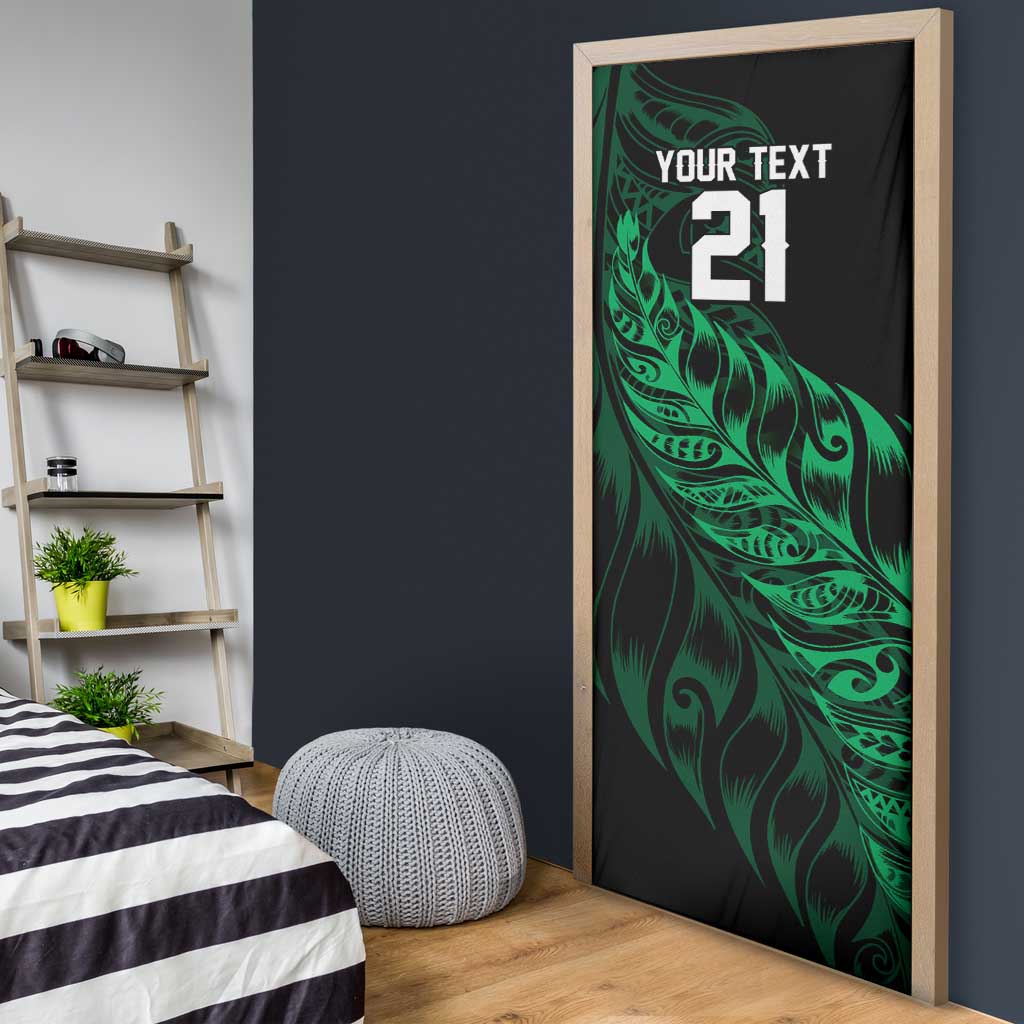 New Zealand Lawn Bowls Custom Door Cover Green Maori Warrior Tribal Silver Fern LT9 - Polynesian Pride