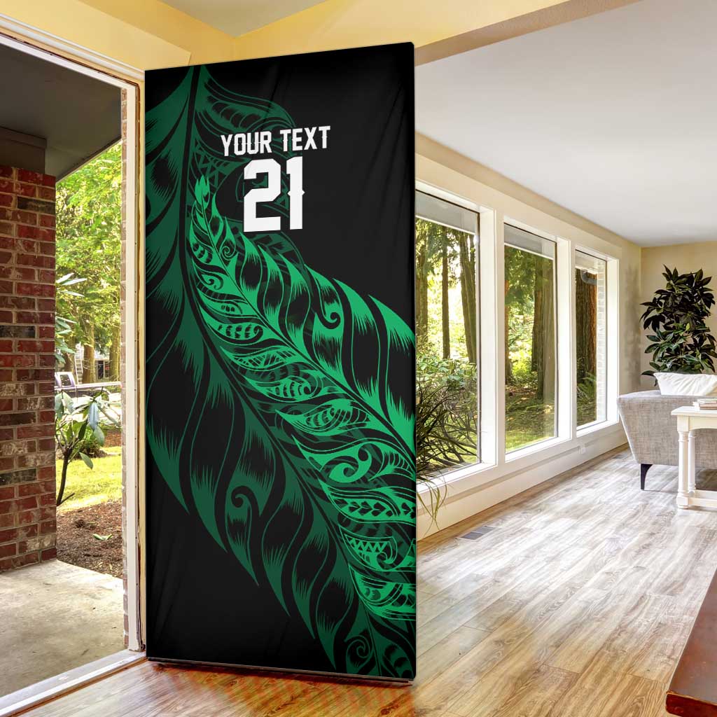 New Zealand Lawn Bowls Custom Door Cover Green Maori Warrior Tribal Silver Fern LT9 - Polynesian Pride