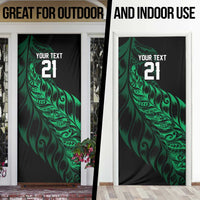 New Zealand Lawn Bowls Custom Door Cover Green Maori Warrior Tribal Silver Fern LT9 - Polynesian Pride