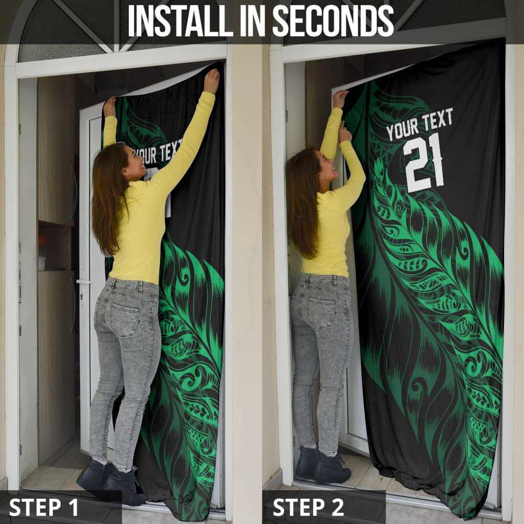New Zealand Lawn Bowls Custom Door Cover Green Maori Warrior Tribal Silver Fern LT9 - Polynesian Pride