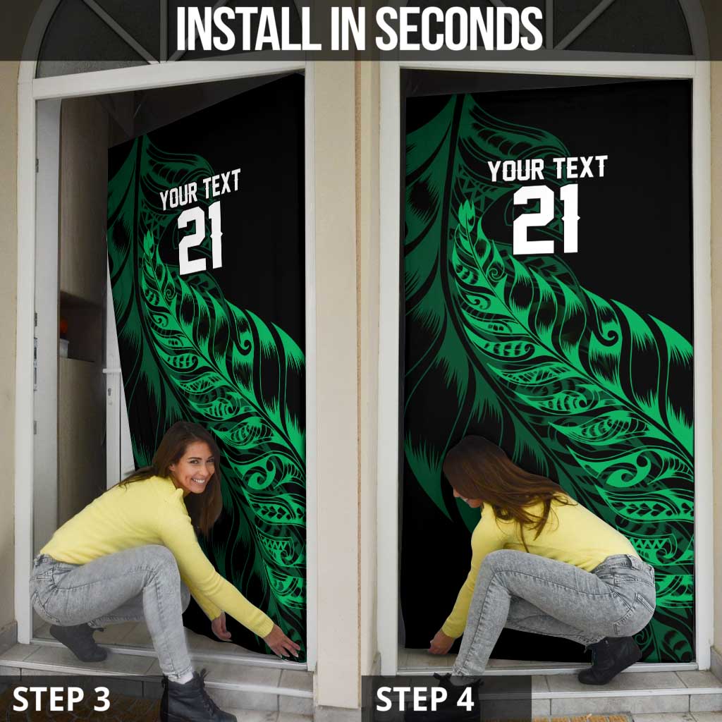 New Zealand Lawn Bowls Custom Door Cover Green Maori Warrior Tribal Silver Fern LT9 - Polynesian Pride