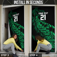 New Zealand Lawn Bowls Custom Door Cover Green Maori Warrior Tribal Silver Fern LT9 - Polynesian Pride