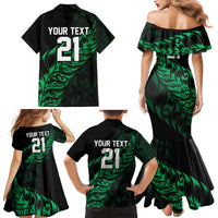 New Zealand Lawn Bowls Custom Family Matching Mermaid Dress and Hawaiian Shirt Green Maori Warrior Tribal Silver Fern LT9 - Polynesian Pride