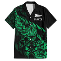 New Zealand Lawn Bowls Custom Family Matching Mermaid Dress and Hawaiian Shirt Green Maori Warrior Tribal Silver Fern LT9 Dad's Shirt - Short Sleeve Green - Polynesian Pride