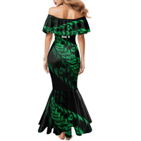 New Zealand Lawn Bowls Custom Family Matching Mermaid Dress and Hawaiian Shirt Green Maori Warrior Tribal Silver Fern LT9 - Polynesian Pride