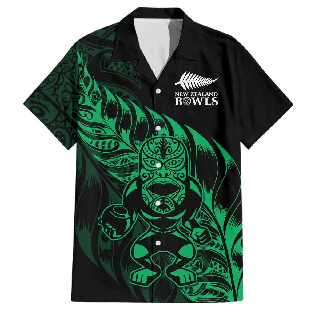 New Zealand Lawn Bowls Custom Family Matching Puletasi and Hawaiian Shirt Green Maori Warrior Tribal Silver Fern LT9 Dad's Shirt - Short Sleeve Green - Polynesian Pride
