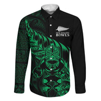 New Zealand Lawn Bowls Custom Family Matching Summer Maxi Dress and Hawaiian Shirt Green Maori Warrior Tribal Silver Fern LT9 Dad's Shirt - Long Sleeve Green - Polynesian Pride