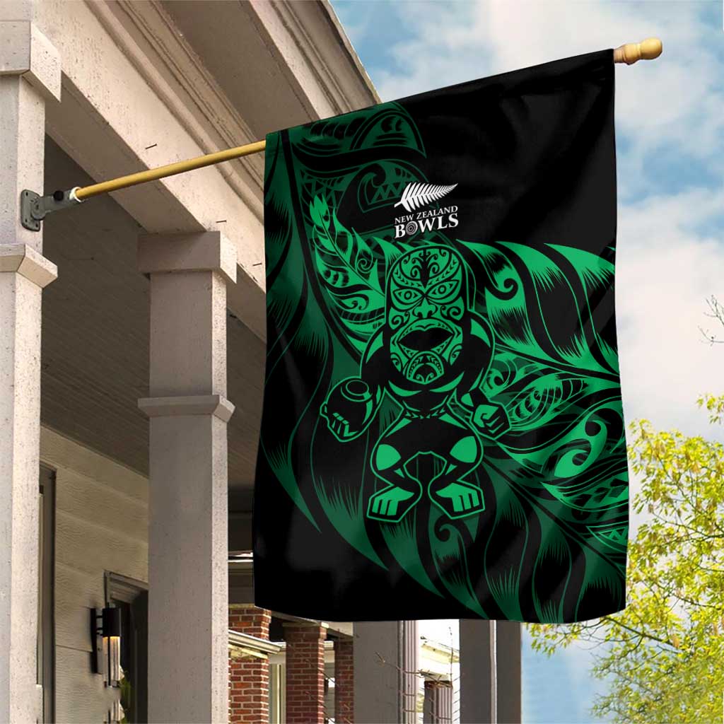 New Zealand Lawn Bowls Garden Flag Green Maori Warrior Tribal Silver Fern - Polynesian Pride