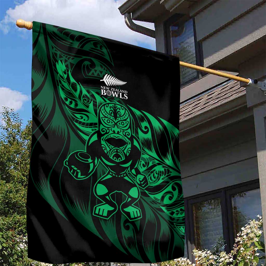 New Zealand Lawn Bowls Garden Flag Green Maori Warrior Tribal Silver Fern LT9 - Polynesian Pride