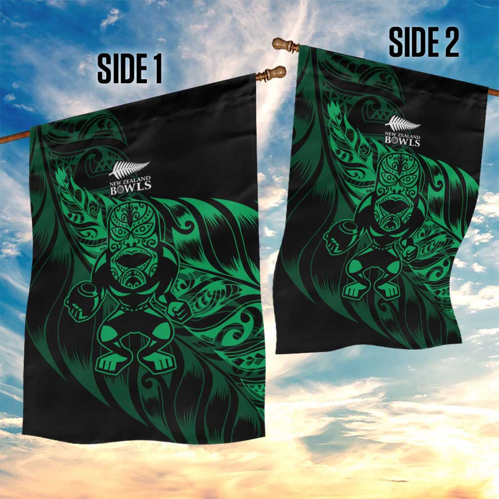 New Zealand Lawn Bowls Garden Flag Green Maori Warrior Tribal Silver Fern LT9 - Polynesian Pride