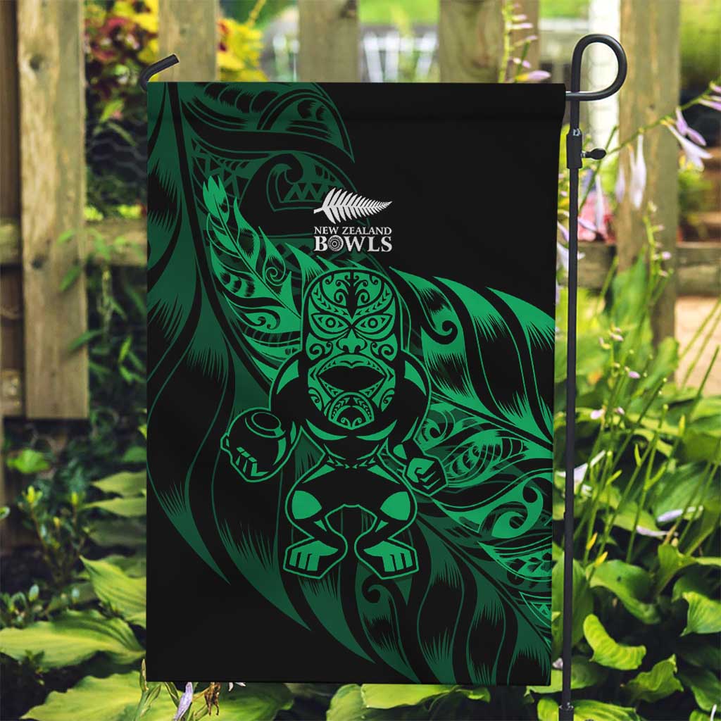 New Zealand Lawn Bowls Garden Flag Green Maori Warrior Tribal Silver Fern LT9 Garden Flag Green - Polynesian Pride