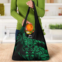 New Zealand Lawn Bowls Grocery Bag Green Maori Warrior Tribal Silver Fern LT9 - Polynesian Pride