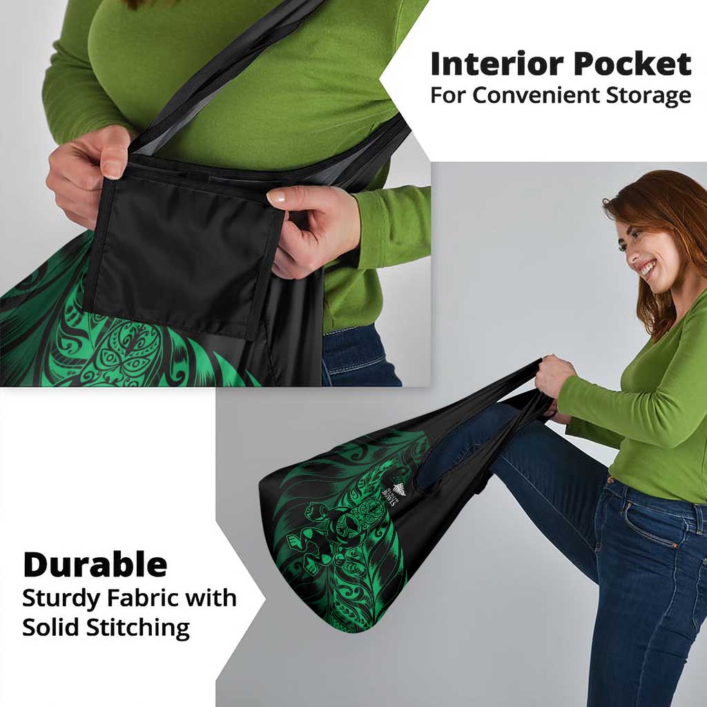 New Zealand Lawn Bowls Grocery Bag Green Maori Warrior Tribal Silver Fern LT9 - Polynesian Pride