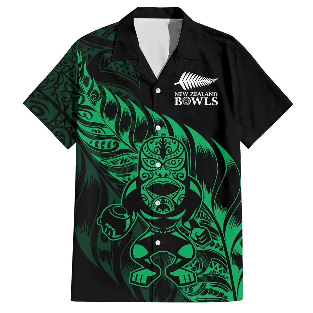 New Zealand Lawn Bowls Custom Hawaiian Shirt Green Maori Warrior Tribal Silver Fern LT9 Green - Polynesian Pride