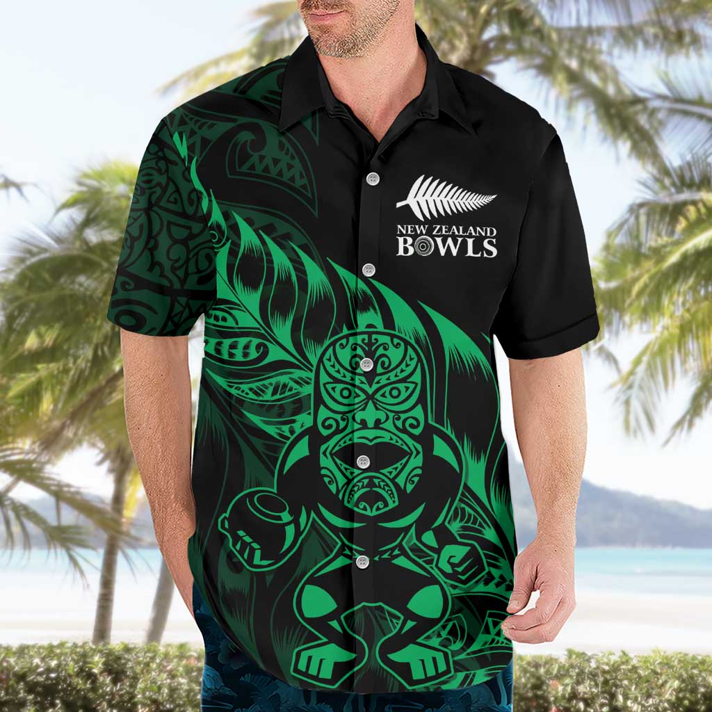 New Zealand Lawn Bowls Custom Hawaiian Shirt Green Maori Warrior Tribal Silver Fern LT9 - Polynesian Pride