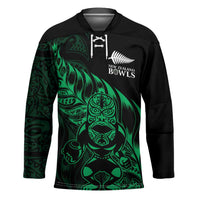 New Zealand Lawn Bowls Custom Hockey Jersey Green Maori Warrior Tribal Silver Fern LT9 Unisex Green - Polynesian Pride