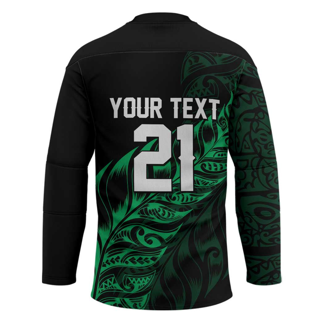 New Zealand Lawn Bowls Custom Hockey Jersey Green Maori Warrior Tribal Silver Fern LT9 - Polynesian Pride
