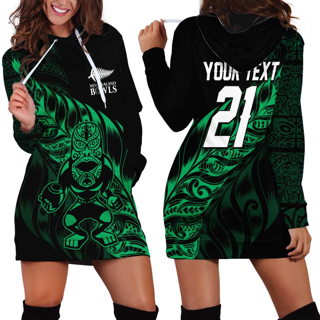 New Zealand Lawn Bowls Custom Hoodie Dress Green Maori Warrior Tribal Silver Fern LT9 - Polynesian Pride