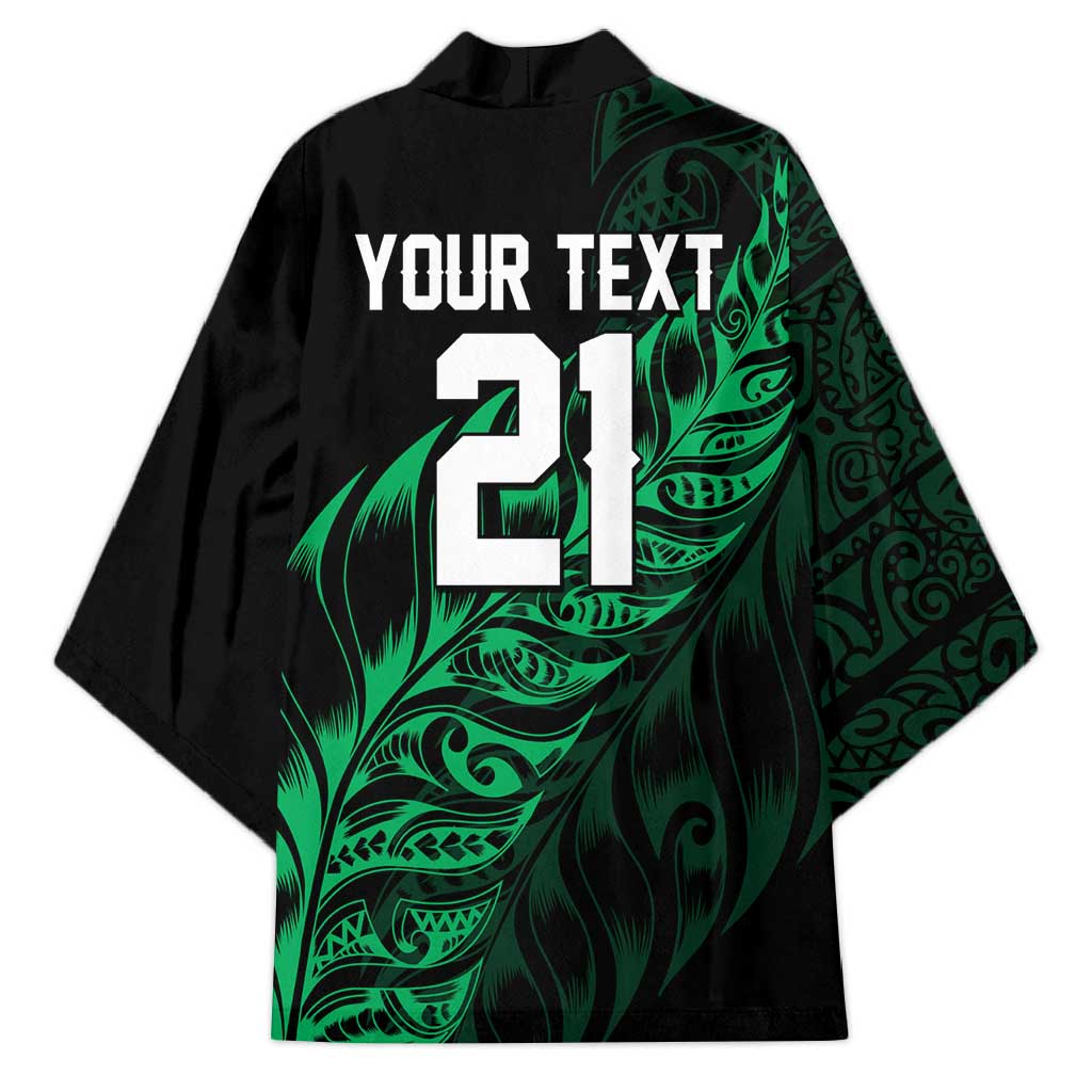 New Zealand Lawn Bowls Custom Kimono Green Maori Warrior Tribal Silver Fern LT9 - Polynesian Pride
