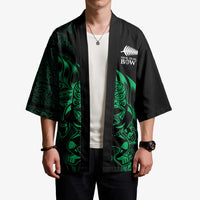 New Zealand Lawn Bowls Custom Kimono Green Maori Warrior Tribal Silver Fern LT9 - Polynesian Pride