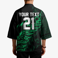 New Zealand Lawn Bowls Custom Kimono Green Maori Warrior Tribal Silver Fern LT9 - Polynesian Pride