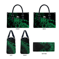 New Zealand Lawn Bowls Leather Bag Green Maori Warrior Tribal Silver Fern LT9 - Polynesian Pride