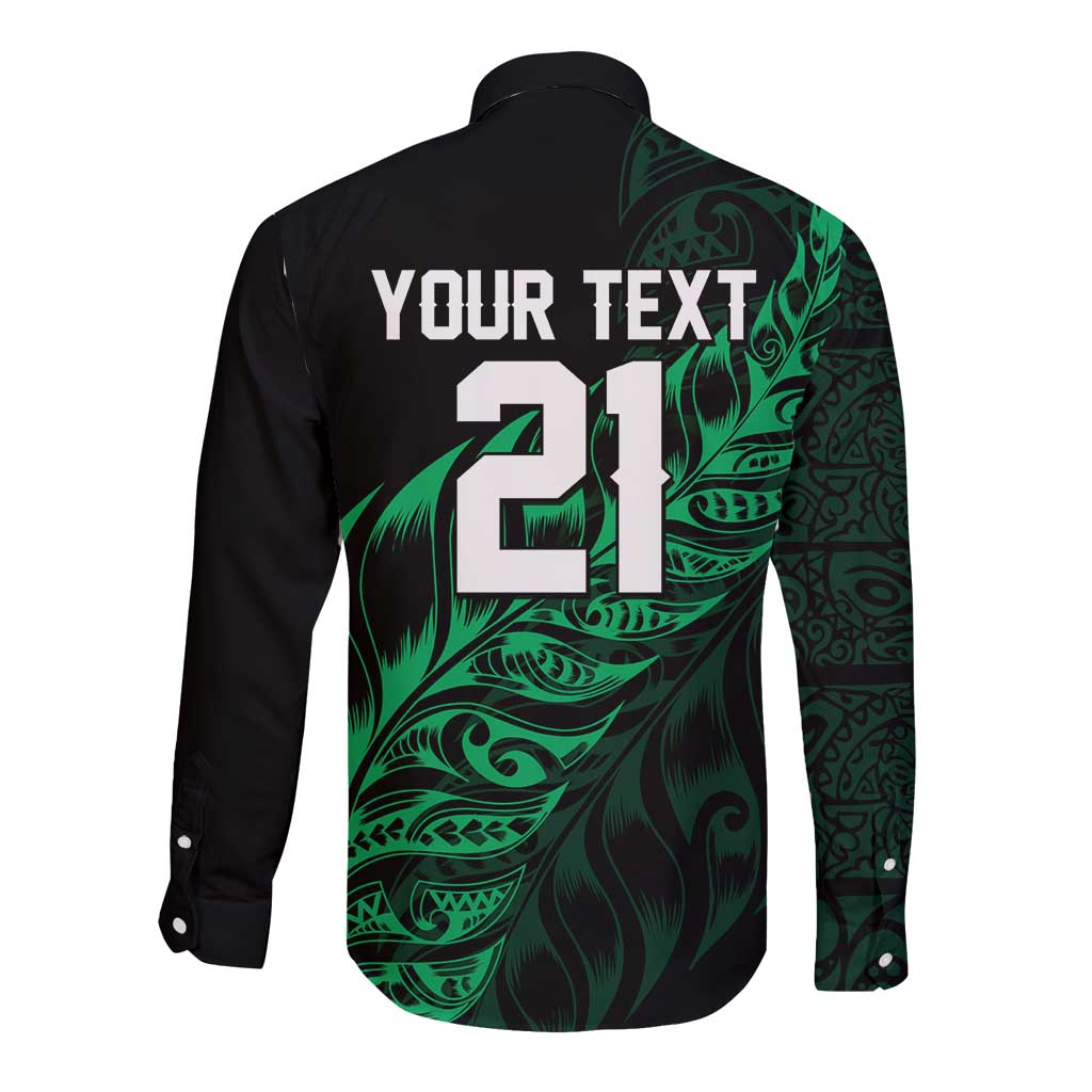 New Zealand Lawn Bowls Custom Long Sleeve Button Shirt Green Maori Warrior Tribal Silver Fern LT9 - Polynesian Pride