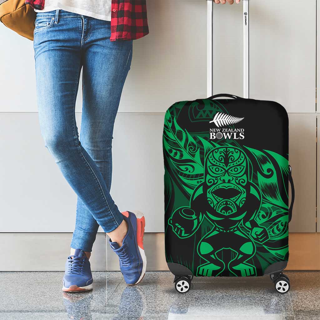 New Zealand Lawn Bowls Luggage Cover Green Maori Warrior Tribal Silver Fern - Polynesian Pride
