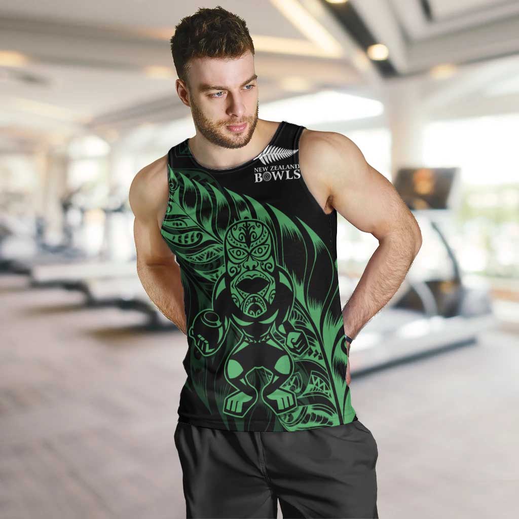 New Zealand Lawn Bowls Custom Men Tank Top Green Maori Warrior Tribal Silver Fern LT9 Green - Polynesian Pride