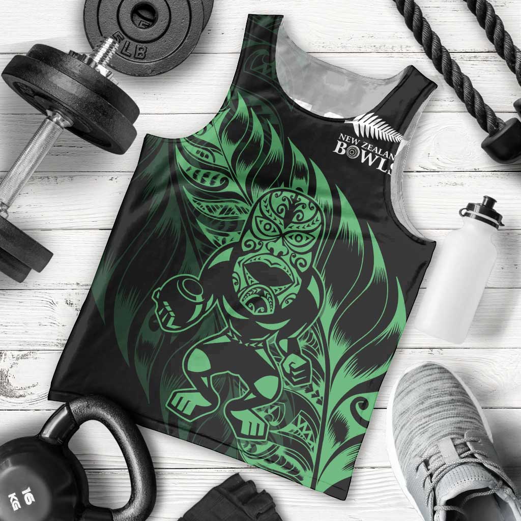New Zealand Lawn Bowls Custom Men Tank Top Green Maori Warrior Tribal Silver Fern LT9 - Polynesian Pride
