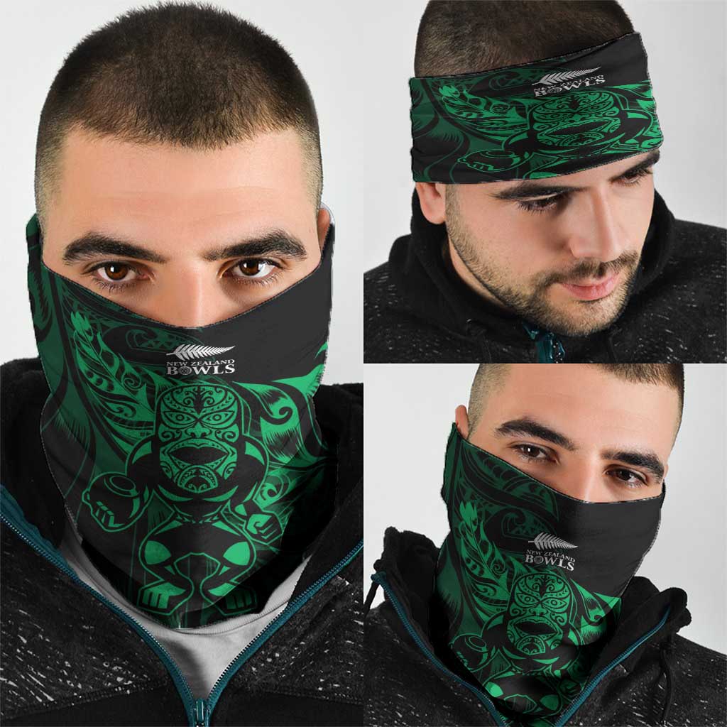 New Zealand Lawn Bowls Neck Gaiter Green Maori Warrior Tribal Silver Fern LT9 - Polynesian Pride