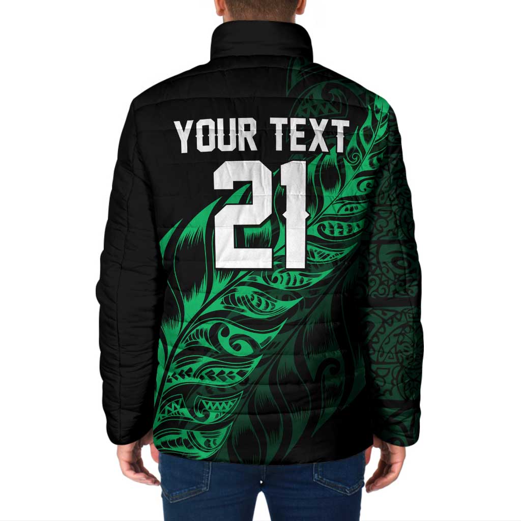 New Zealand Lawn Bowls Custom Padded Jacket Green Maori Warrior Tribal Silver Fern LT9 - Polynesian Pride