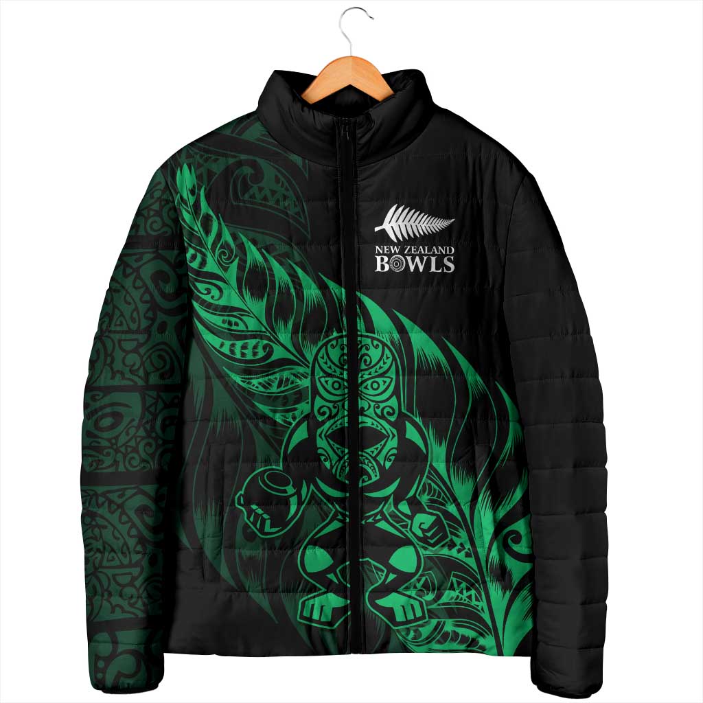 New Zealand Lawn Bowls Custom Padded Jacket Green Maori Warrior Tribal Silver Fern LT9 - Polynesian Pride
