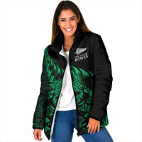 New Zealand Lawn Bowls Custom Padded Jacket Green Maori Warrior Tribal Silver Fern LT9 Women Green - Polynesian Pride