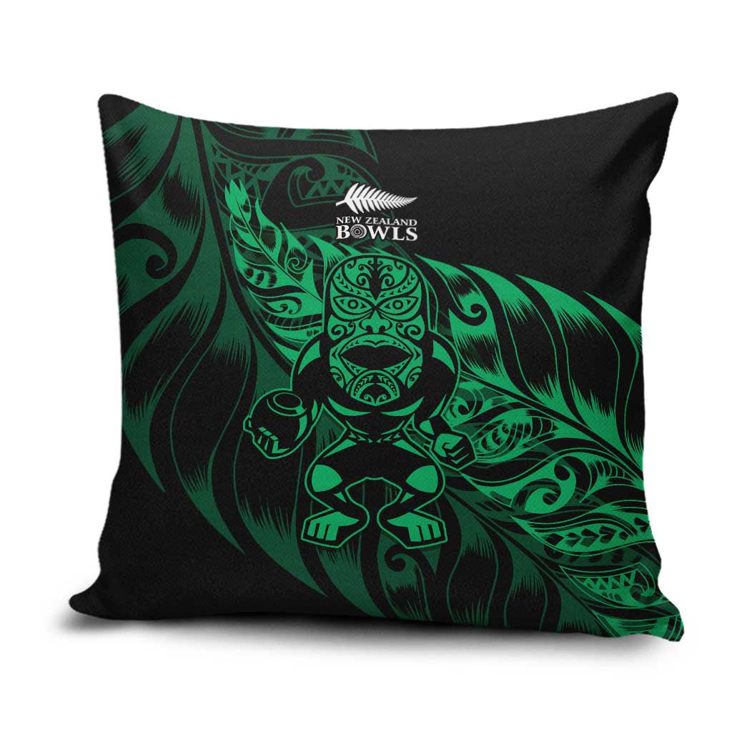 New Zealand Lawn Bowls Pillow Cover Green Maori Warrior Tribal Silver Fern LT9 Green - Polynesian Pride