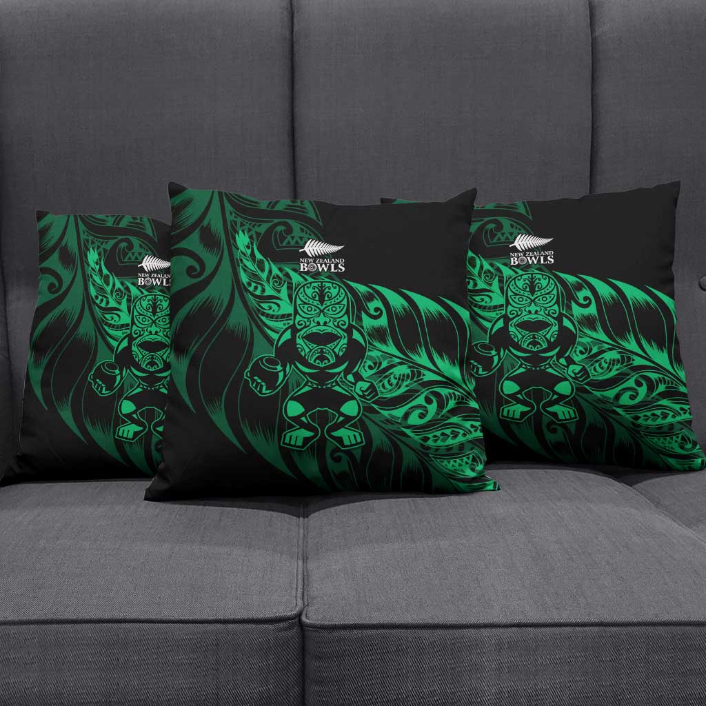 New Zealand Lawn Bowls Pillow Cover Green Maori Warrior Tribal Silver Fern LT9 - Polynesian Pride