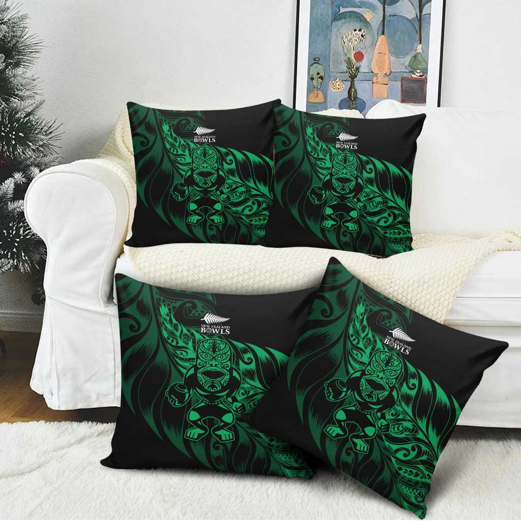 New Zealand Lawn Bowls Pillow Cover Green Maori Warrior Tribal Silver Fern LT9 - Polynesian Pride