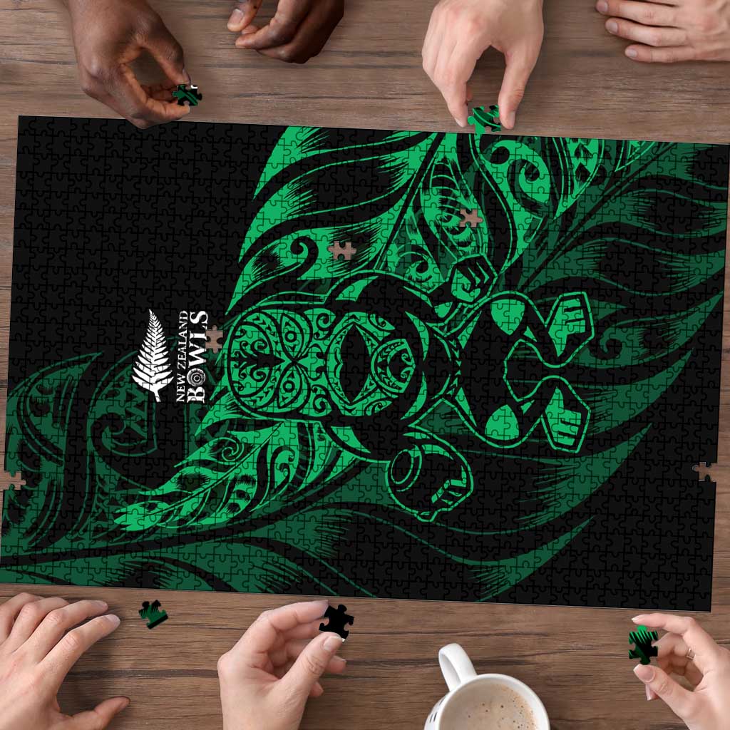 New Zealand Lawn Bowls Puzzle Green Maori Warrior Tribal Silver Fern LT9 - Polynesian Pride