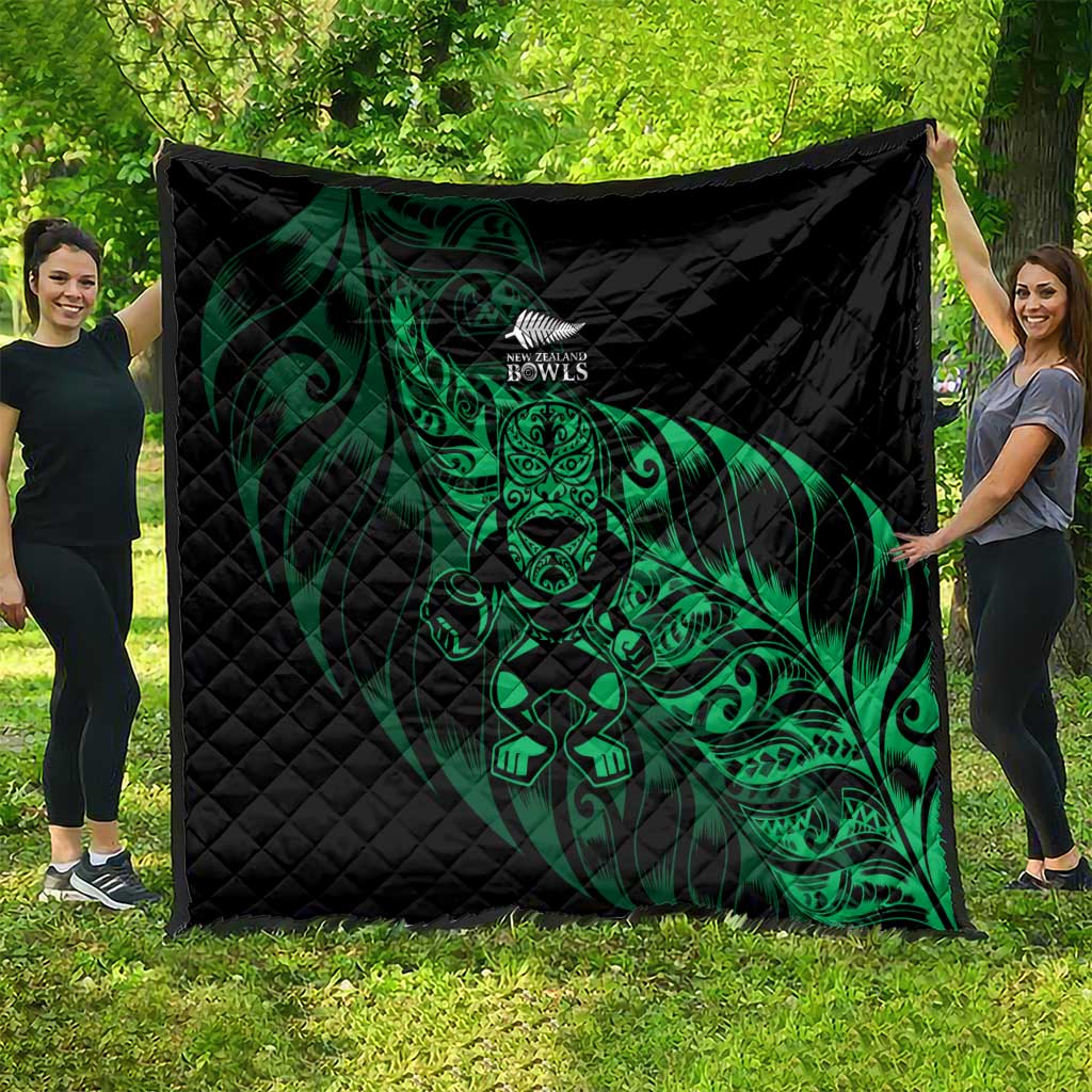 New Zealand Lawn Bowls Quilt Green Maori Warrior Tribal Silver Fern LT9 - Polynesian Pride