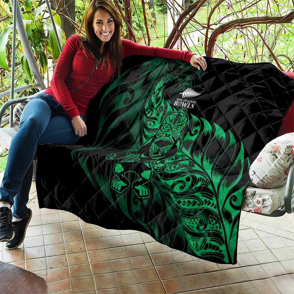 New Zealand Lawn Bowls Quilt Green Maori Warrior Tribal Silver Fern LT9 - Polynesian Pride